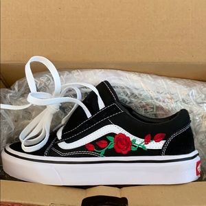 Vans black with roses